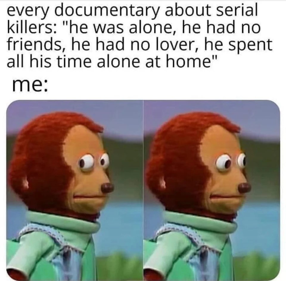 side eye monkey meme about how serial killers sound like introverts